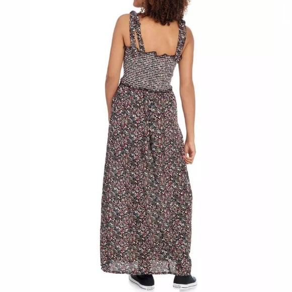 Black Floral Smocked Maxi Dress - Picture 6 of 9